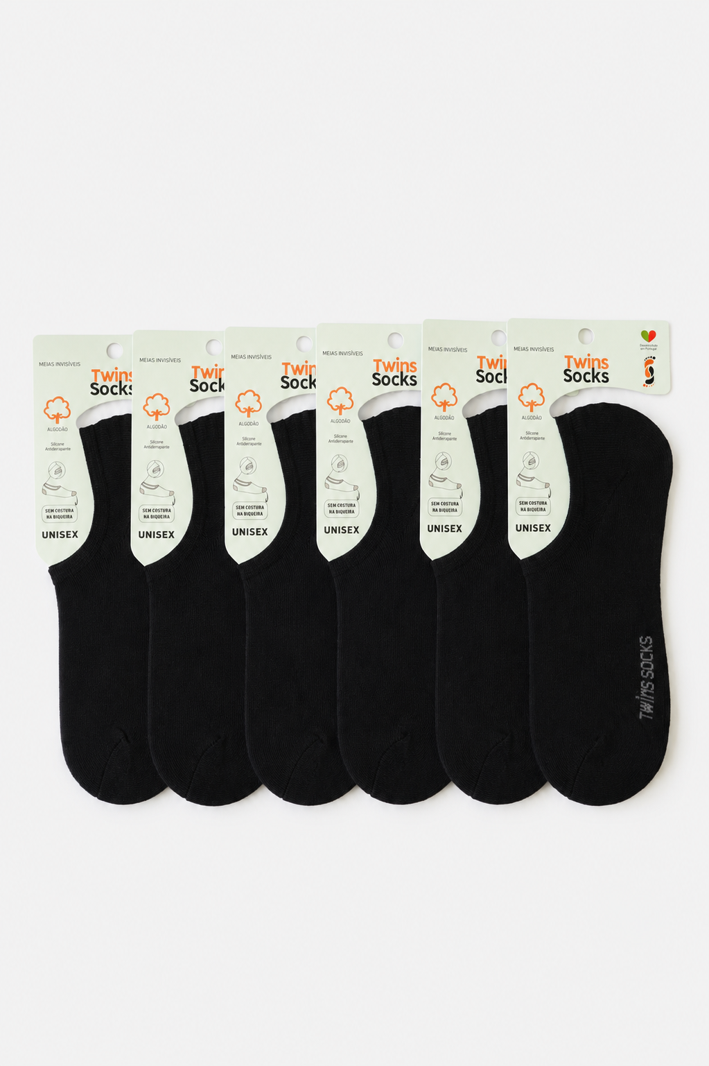 Pack de 6 Pares-Soquetes Invisíveis Com Rede
