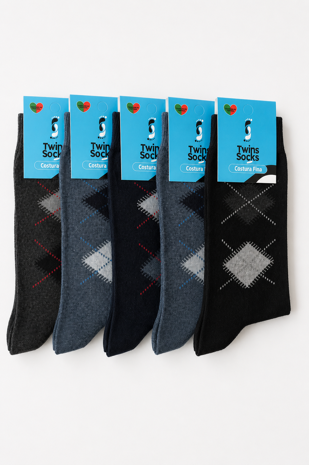 Pack 5 pares- Meias Com Costura Fina- Variados