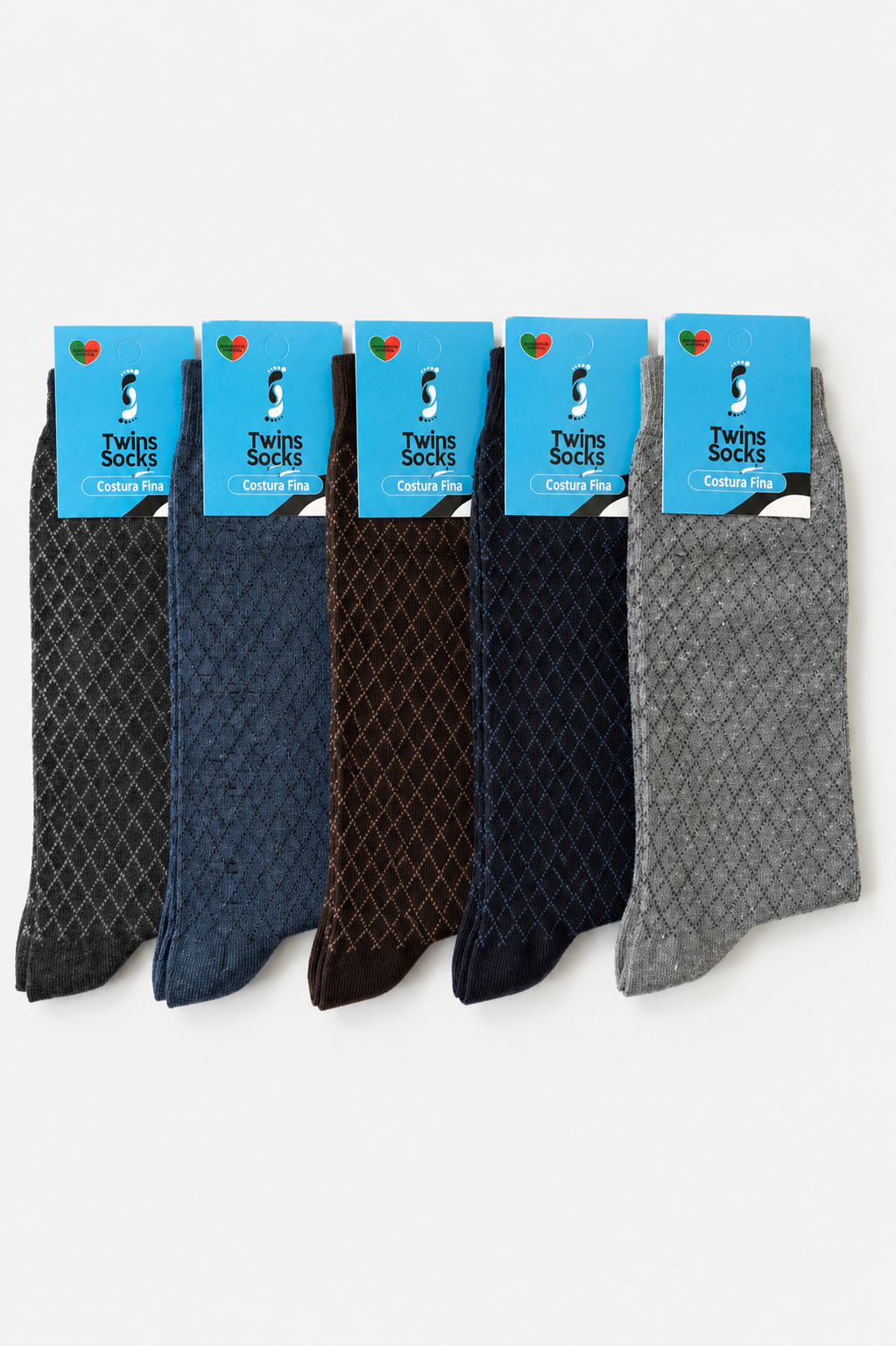 Pack 5 pares- Meias Com Costura Fina- Variados