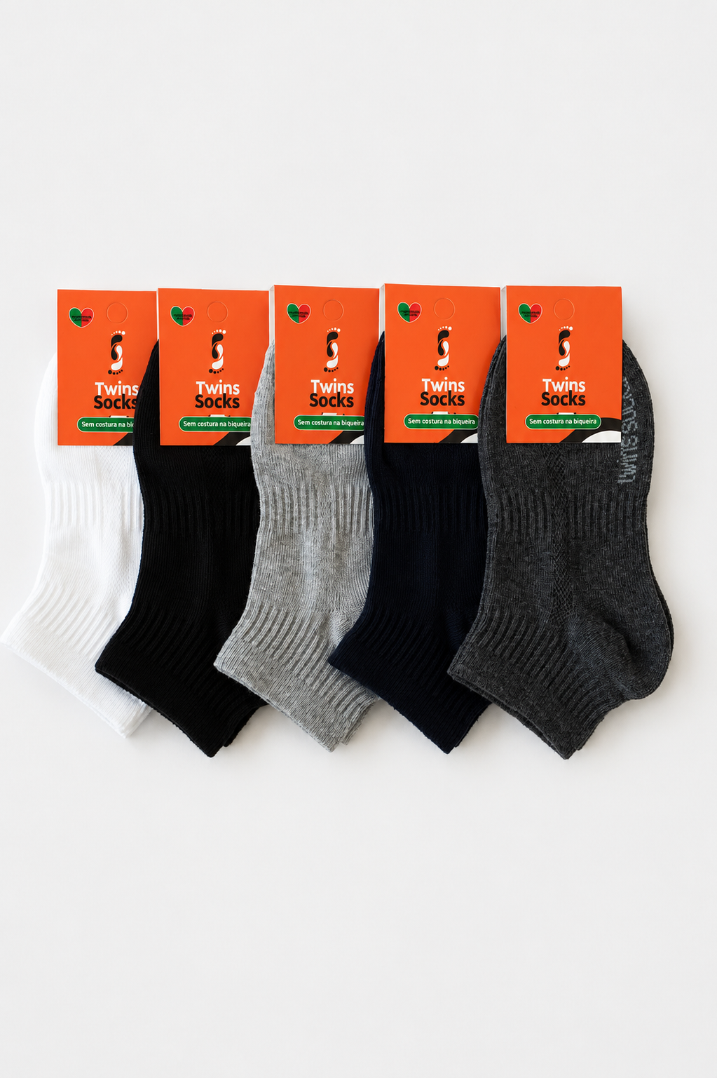 Pack de 5 Pares-Soquetes Meio-Cano Sem Costura (Criança)