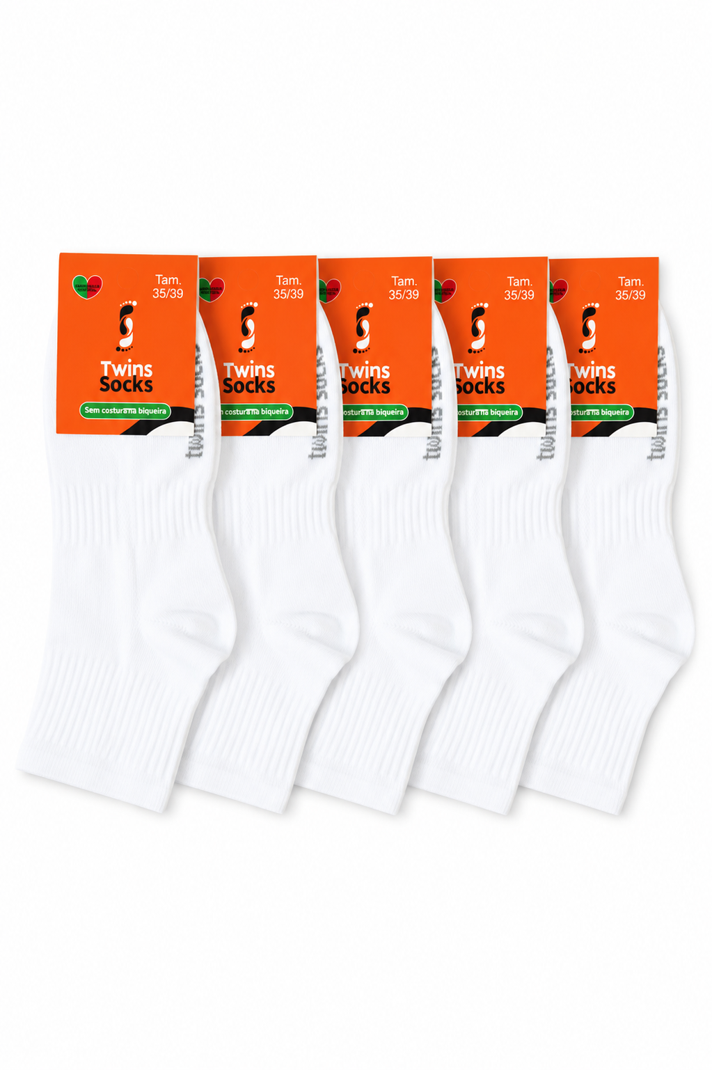 Pack de 5 Pares-Soquetes Meio-Cano Sem Costura
