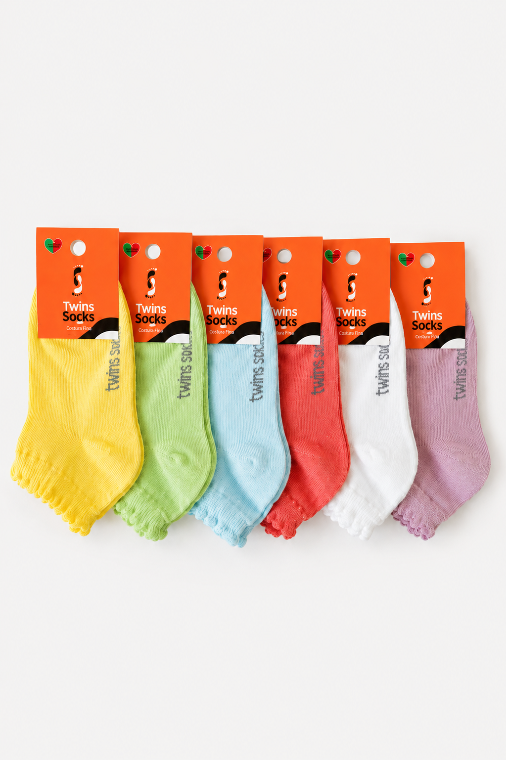 Pack de 6 Pares-Soquetes com folho Multi-color Sem Costura