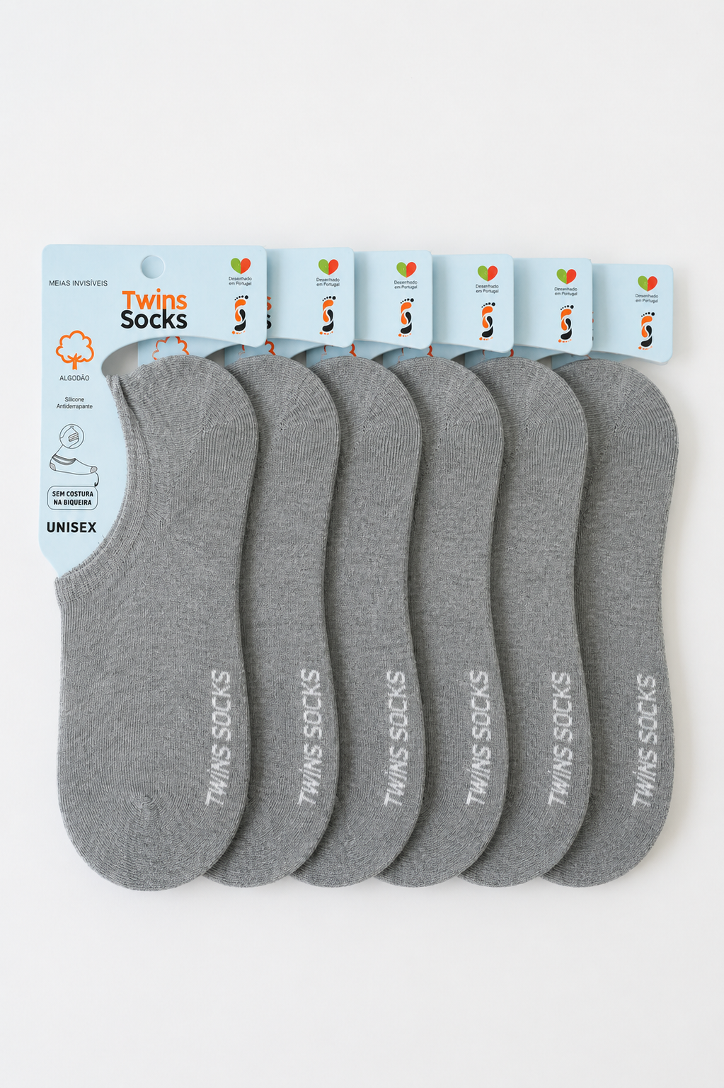 Pack de 6 Pares-Soquetes Invisíveis Sem Rede