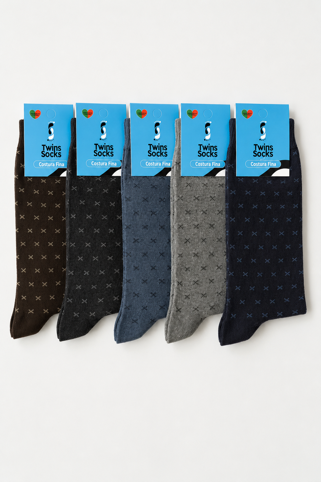 Pack 5 pares- Meias Com Costura Fina- Variados