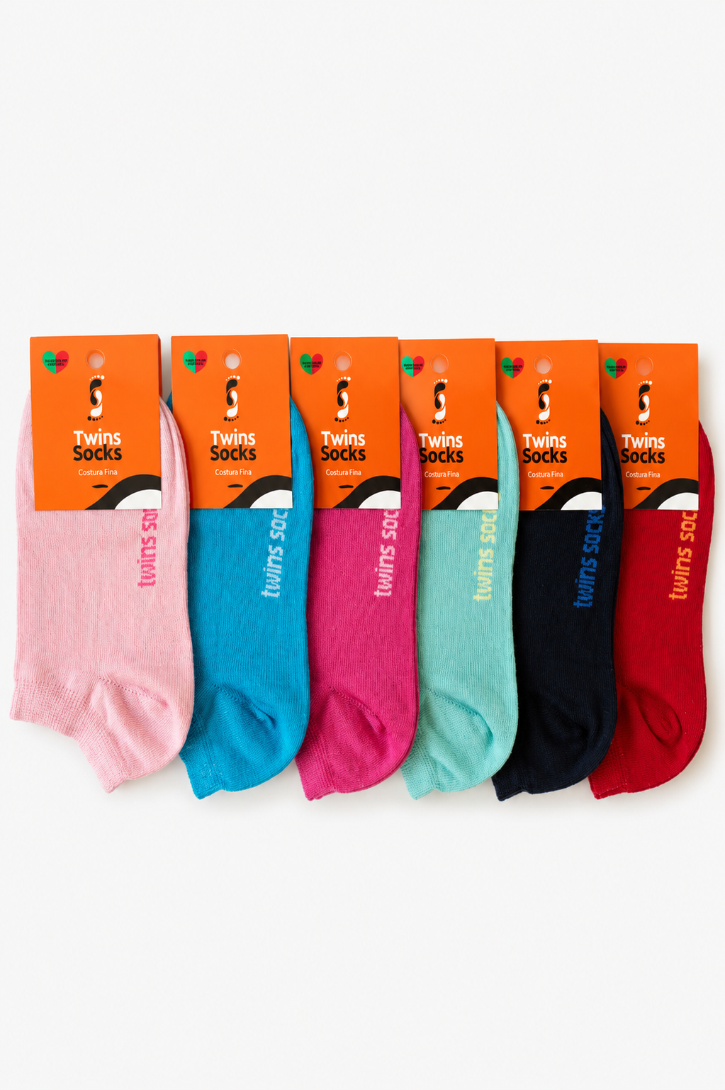 Pack de 6 Pares-Soquetes Multi-color Com Costura Fina