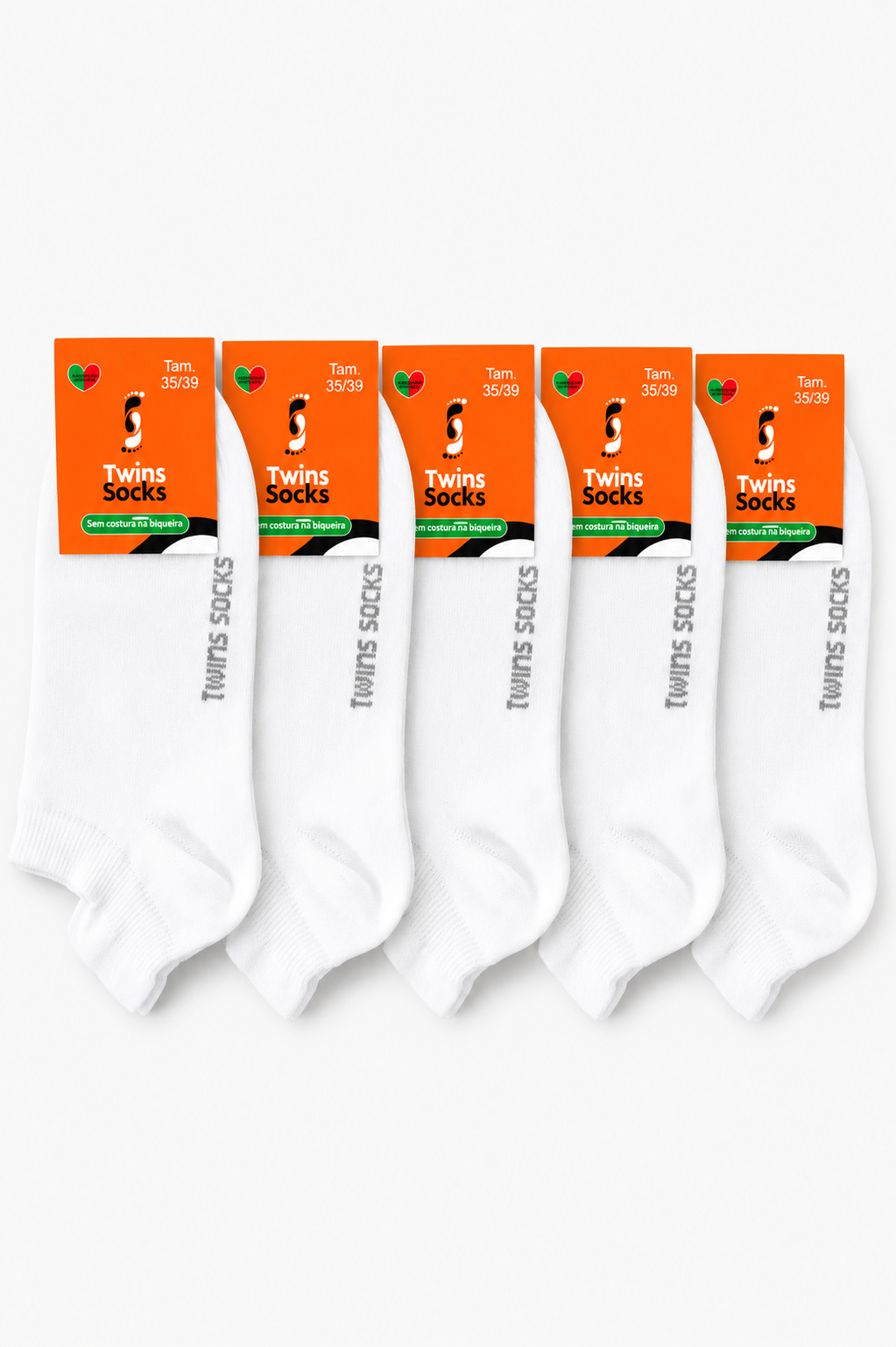 Pack de 5 Pares-Soquetes Aba traseira Sem Costura