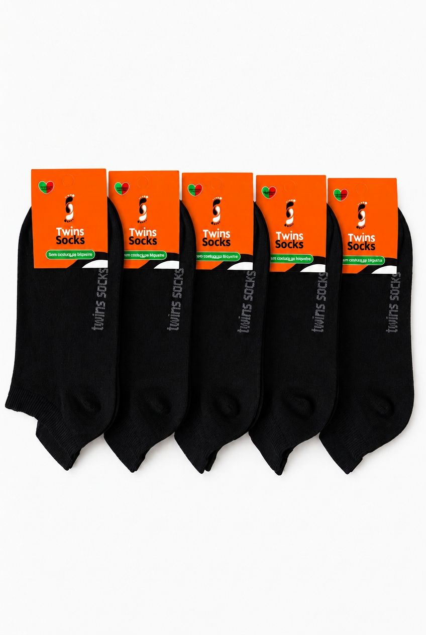Pack de 5 Pares-Soquetes Aba traseira Sem Costura