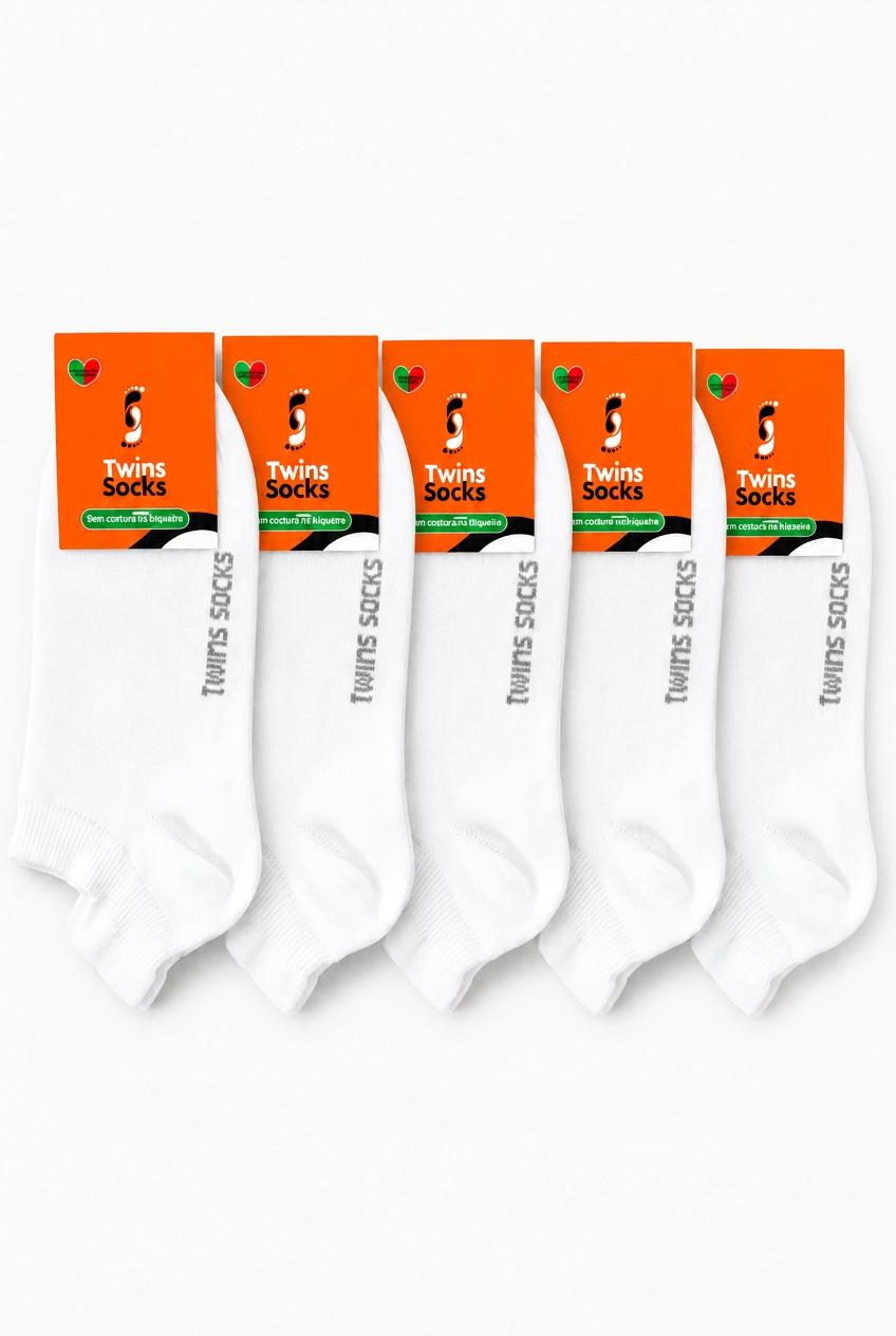 Pack de 5 Pares-Soquetes Aba traseira Sem Costura