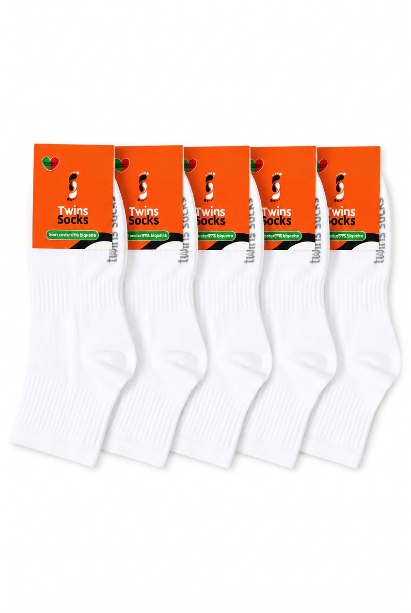 Pack de 5 Pares-Soquetes Meio-Cano Sem Costura (Criança)