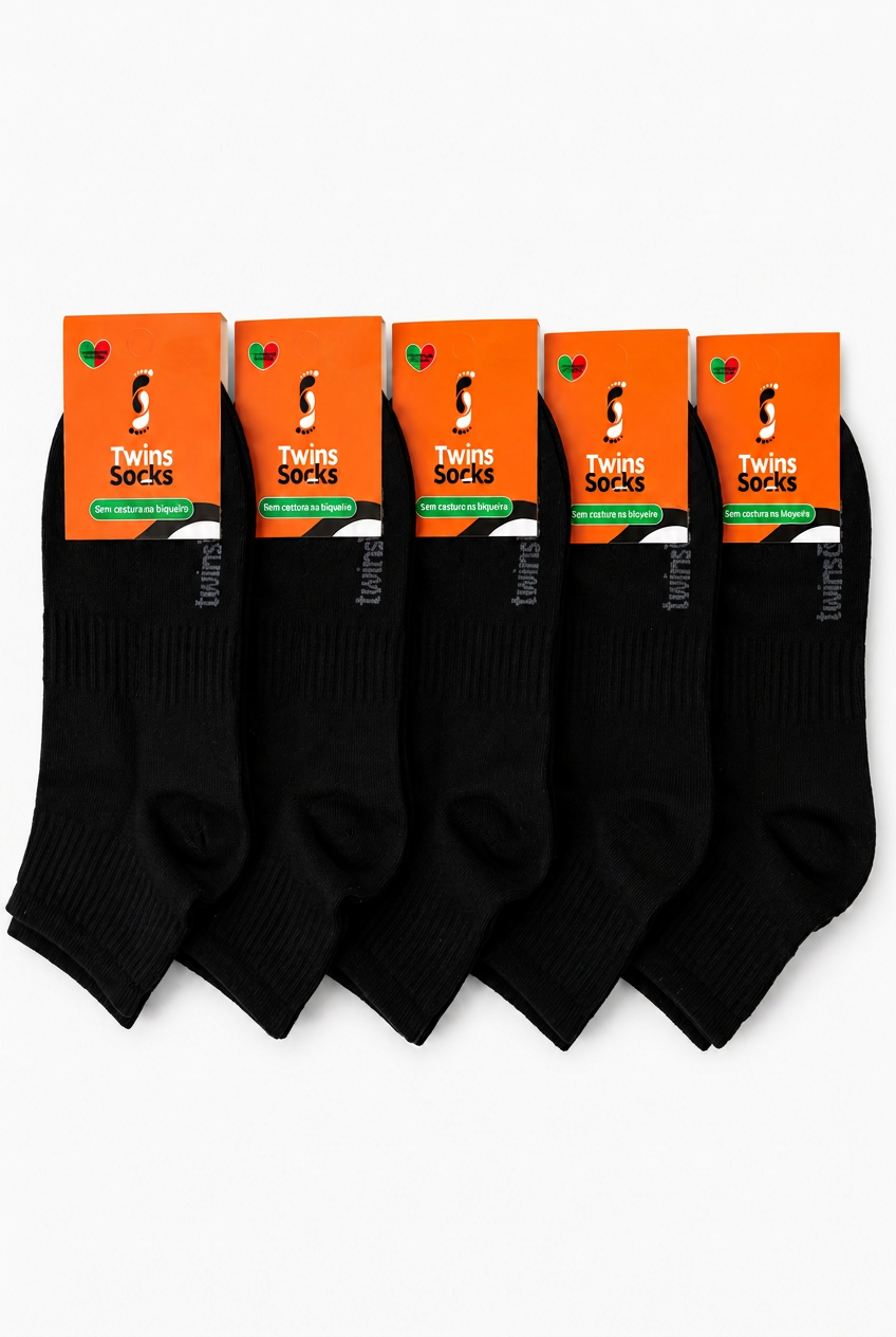 Pack de 5 Pares-Soquetes Meio-Cano Sem Costura (Criança)