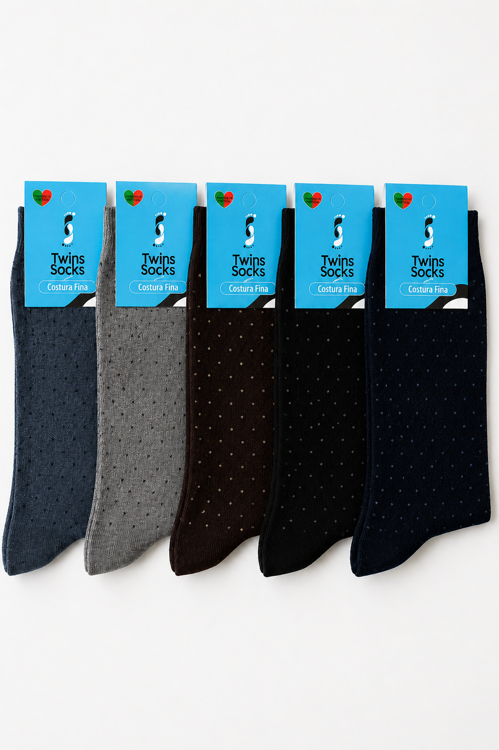 Pack 5 pares- Meias Com Costura Fina- Variados