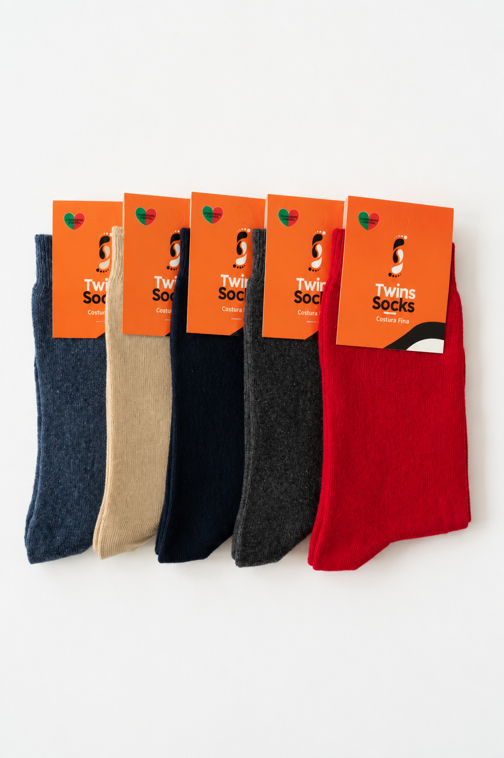 Pack de 5 pares- Meias Com Costura Fina- Lisas