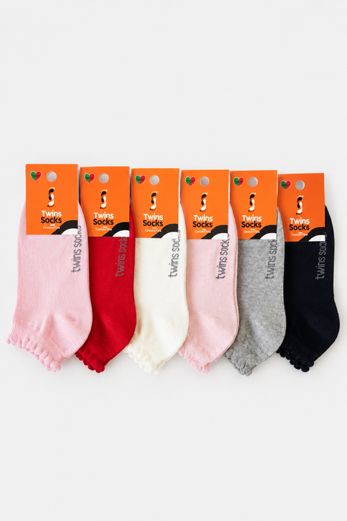 Pack de 6 Pares-Soquetes com folho Multi-color Sem Costura
