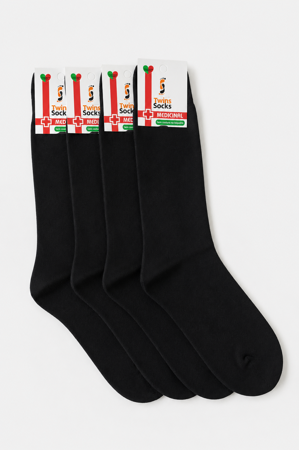 Pack 4 pares- Meias 100% Algodão Egípcio Sem Elástico