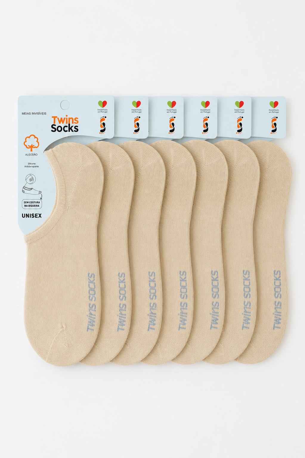Pack de 6 Pares-Soquetes Invisíveis Sem Rede