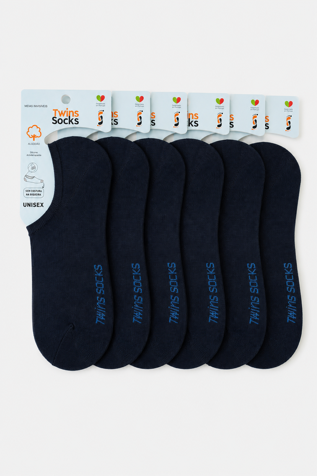 Pack de 6 Pares-Soquetes Invisíveis Sem Rede
